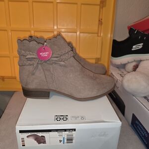 Sonoma Taupe Ankle Booties with Scalloped Collar